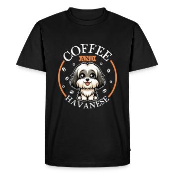 Café et bichon havanais - T-shirt Premium bio Homme - noir - Devant - Nico (187cm)