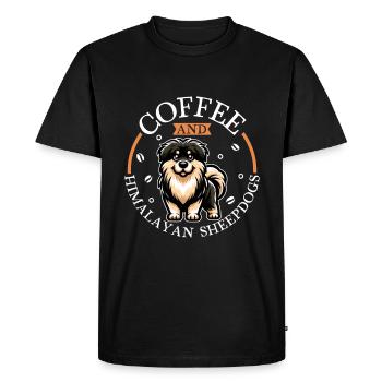 Coffee and Himalayan Shepherd Dog - Men's Premium Organic T-Shirt - black - Front - Nico (187cm)