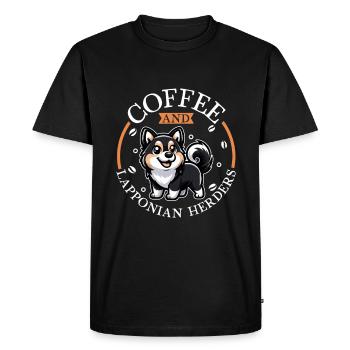 Café et chien renne de Laponie - T-shirt Premium bio Homme - noir - Devant - Nico (187cm)