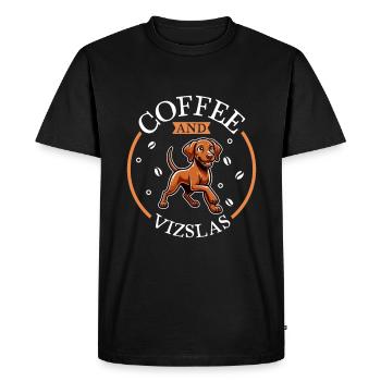 Café et Magyar Vizsla - T-shirt Premium bio Homme - noir - Devant - Nico (187cm)