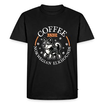 Coffee and Norwegian Elkhound - Men's Premium Organic T-Shirt - black - Front - Nico (187cm)