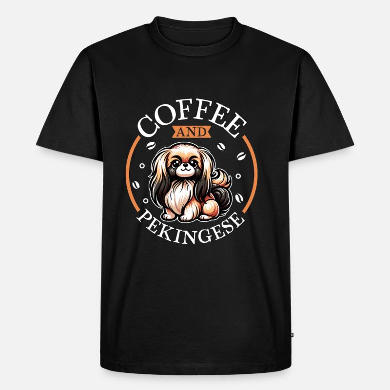 Kaffee und Pekingese - Männer Premium Bio T-Shirt - Schwarz