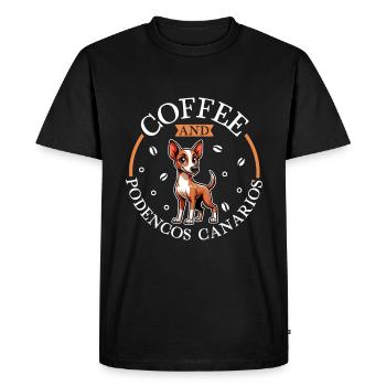 Coffee and Podenco Canario - Men's Premium Organic T-Shirt - black - Front - Nico (187cm)
