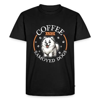Café et Samoyède - T-shirt Premium bio Homme - noir - Devant - Nico (187cm)