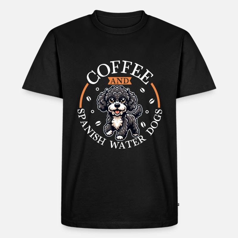 Kaffee und Spanischer Wasserhund - Männer Premium Bio T-Shirt - Schwarz