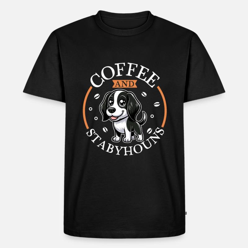 Kaffee und Stabyhoun - Männer Premium Bio T-Shirt - Schwarz