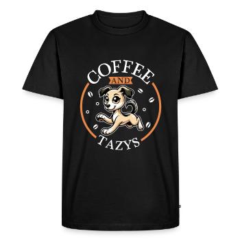 Café et Tazi d’Asie centrale - T-shirt Premium bio Homme - noir - Devant - Nico (187cm)