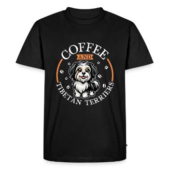 Café et terrier tibétain - T-shirt Premium bio Homme - noir - Devant - Nico (187cm)