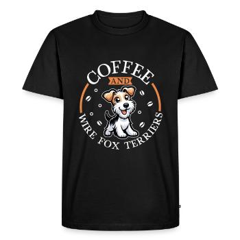 Café et fox-terrier à poil dur - T-shirt Premium bio Homme - noir - Devant - Nico (187cm)