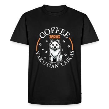 Coffee and Yakutskaya Laika - Men's Premium Organic T-Shirt - black - Front - Nico (187cm)