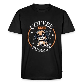 Café et Puggle - T-shirt Premium bio Homme - noir - Devant - Nico (187cm)