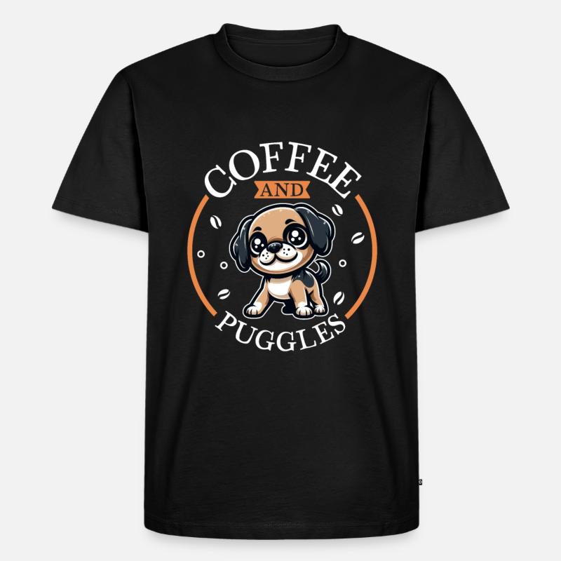 Kaffee und Puggle - Männer Premium Bio T-Shirt - Schwarz