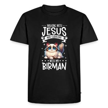 Jesus and my Burma - Men's Premium Organic T-Shirt - black - Front - Nico (187cm)