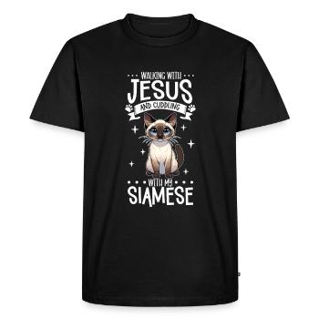 Jesus and my Siamese cat - Men's Premium Organic T-Shirt - black - Front - Nico (187cm)