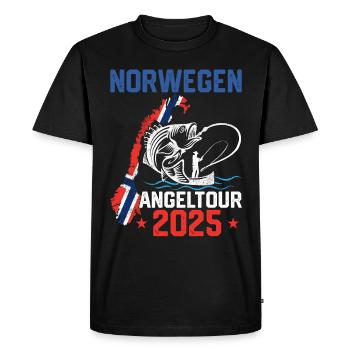 Norwegen Angeltour 2025 Geschenkidee - Männer Premium Bio T-Shirt - Schwarz - Vorne - Nico (187cm)