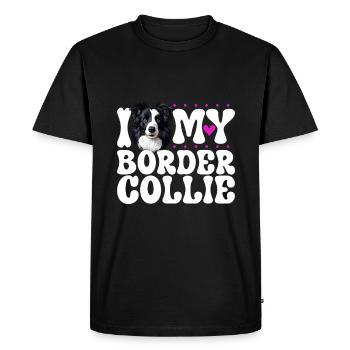 J'adore mon border collie - T-shirt Premium bio Homme - noir - Devant - Nico (187cm)