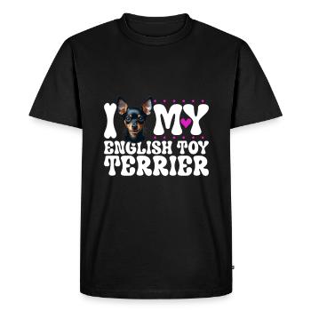 I love my English Toy Terrier - Men's Premium Organic T-Shirt - black - Front - Nico (187cm)