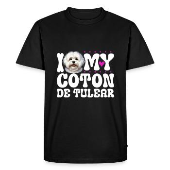 J'adore mon Coton de Tuléar - T-shirt Premium bio Homme - noir - Devant - Nico (187cm)