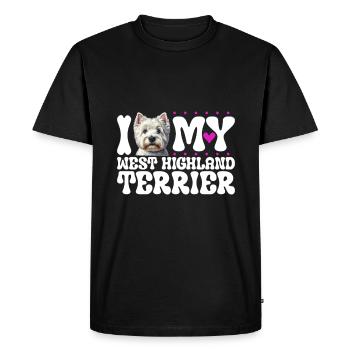 J’adore mon West Highland Terrier - T-shirt Premium bio Homme - noir - Devant - Nico (187cm)