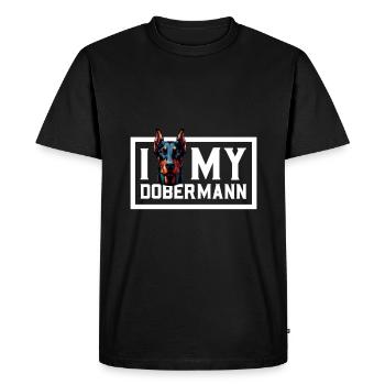 J’adore mon Doberman - T-shirt Premium bio Homme - noir - Devant - Nico (187cm)