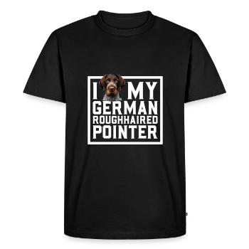 Ich liebe meinen Deutsch Stichelhaar - Männer Premium Bio T-Shirt - Schwarz - Vorne - Nico (187cm)