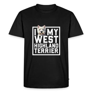 J’adore mon West Highland Terrier - T-shirt Premium bio Homme - noir - Devant - Nico (187cm)