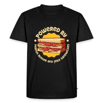 Powered by Peanut Butter and Jelly Sandwich - Men's Premium Organic T-Shirt - black - Front - Nico (187cm)