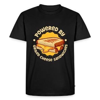 Powered by Grilled Cheese Sandwich - Men's Premium Organic T-Shirt - black - Front - Nico (187cm)