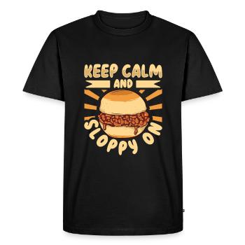 Stay calm and eat a Sloppy Joe - Men's Premium Organic T-Shirt - black - Front - Nico (187cm)