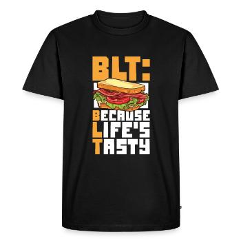 La vie est délicieuse - Sandwich BLT - T-shirt Premium bio Homme - noir - Devant - Nico (187cm)