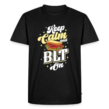 Restez calme et mangez un sandwich BLT - T-shirt Premium bio Homme - noir - Devant - Nico (187cm)