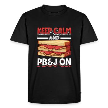 Restez calme et mangez un sandwich PB&J - T-shirt Premium bio Homme - noir - Devant - Nico (187cm)
