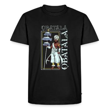 Yoruba God - Obatala - Men's Premium Organic T-Shirt - black - Front - Nico (187cm)