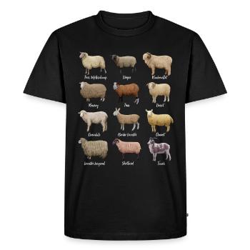 Schaf Zeichnungen - Schafrassen - Männer Premium Bio T-Shirt - Schwarz - Vorne - Nico (187cm)