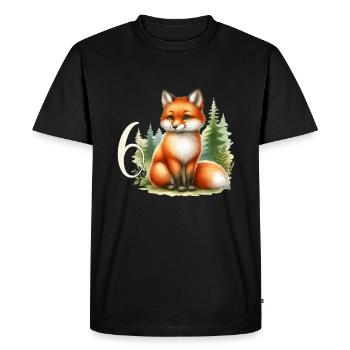 Avec Renard - Anniversaire Enfants 6 Ans - T-shirt Premium bio Homme - noir - Devant - Nico (187cm)