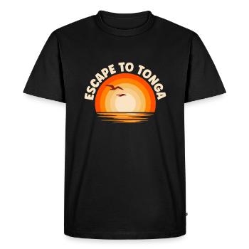 Je fuis aux Tonga - T-shirt Premium bio Homme - noir - Devant - Nico (187cm)