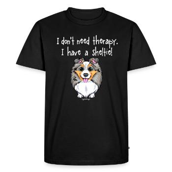 Sheltie Dog Therapy 3 - Men's Premium Organic T-Shirt - black - Front - Nico (187cm)