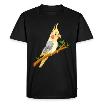 Calopsitte sur branche - T-shirt Premium bio Homme - noir - Devant - Nico (187cm)