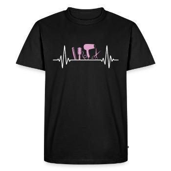 Ciseaux à brosse pour coiffeur Heartbeat - T-shirt Premium bio Homme - noir - Devant - Nico (187cm)