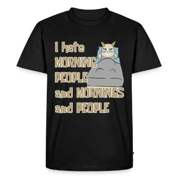 Je déteste les gens du matin et les matins et les gens - T-shirt Premium bio Homme - noir - Devant - Nico (187cm)
