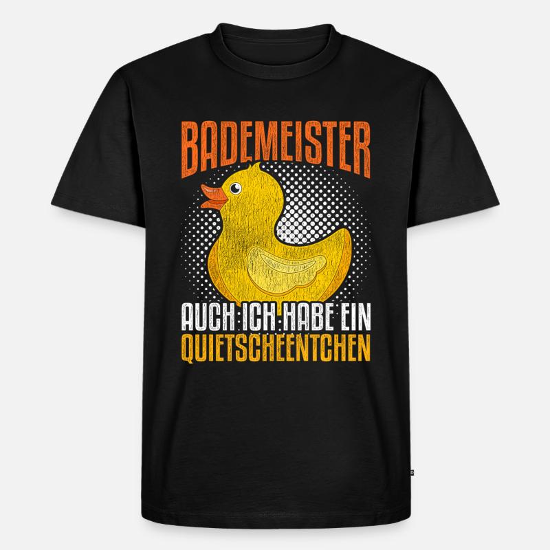 Bademeister Badeentchen Spruch - Männer Premium Bio T-Shirt - Schwarz