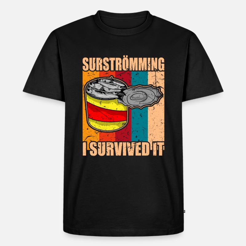 Surströmming Stinkfisch i survived it - Männer Premium Bio T-Shirt - Schwarz