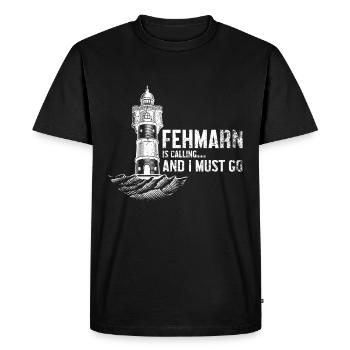 Fehmarn calls Baltic Sea saying lighthouse - Men's Premium Organic T-Shirt - black - Front - Nico (187cm)