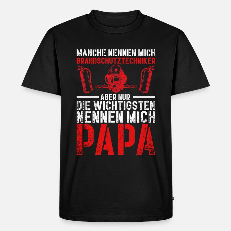 Brandschutztechniker Vater Brandschutz - Männer Premium Bio T-Shirt - Schwarz