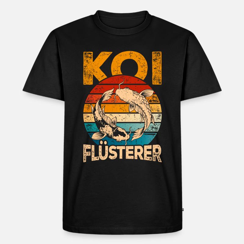 Retro Koi Karpfen - Männer Premium Bio T-Shirt - Schwarz