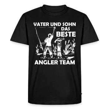 Vater Sohn beste Angler Team angeln Retro - Männer Premium Bio T-Shirt - Schwarz - Vorne - Nico (187cm)