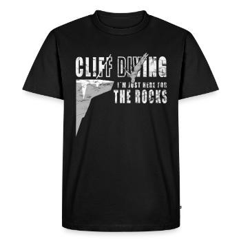 Ici pour les rochers - Cliff Jumping - T-shirt Premium bio Homme - noir - Devant - Nico (187cm)
