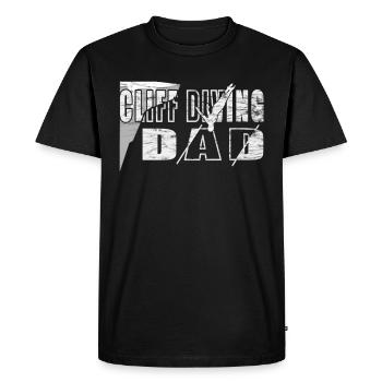 Papa plongeur de falaise - Cliff jumping - T-shirt Premium bio Homme - noir - Devant - Nico (187cm)