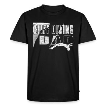 Papa plongeur de falaise - Cliff jumping - T-shirt Premium bio Homme - noir - Devant - Nico (187cm)