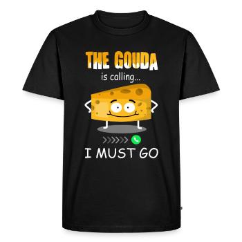 Amateur de fromage - Funny Gouda appelle - T-shirt Premium bio Homme - noir - Devant - Nico (187cm)